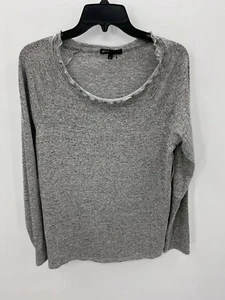 Gibson Top Womens Small Gray Long Sleeve Ruffle Scoop Neck Pullover - Picture 1 of 7
