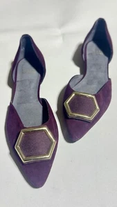 STUART WEITZMAN Women Suede Maroon with Gold Buckle Ballet Flats Shoes SZ 8 - Picture 1 of 4