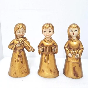 Set 3 Gold Angel Figure Statues Playing Instruments Ardco Japan Christmas 6" VTG - Picture 1 of 11