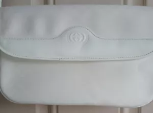 Vintage Gucci GG White Fabric Leather Clutch/shoulder bag - Picture 1 of 10