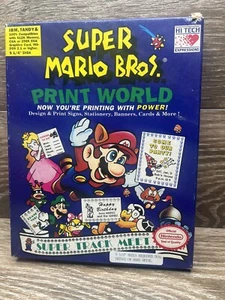 1991 NINTENDO HI-TECH SUPER MARIO BROS. PRINT WORLD IBM PC Vintage Nintendo - Picture 1 of 10