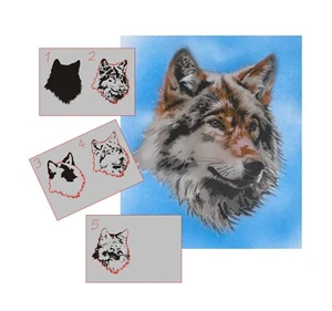 AS-386 Wölfe Schritt für Schritt Schablone Schablone Acryl Airbrush Spray Wandfarbe - Bild 1 von 3