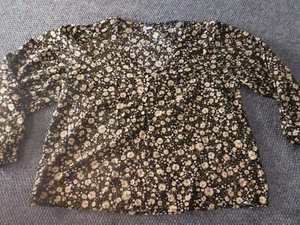 Old Navy Womens Blouse Large Black floral button up casual - Picture 1 of 12