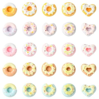 125x Cabujones de postre dulce donut redondo corazón resina para hacer joyas hágalo usted mismo Foto 1 de 4