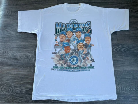 Vtg Seattle Mariners Team Cotton White All Size Men Women Shirt Cover