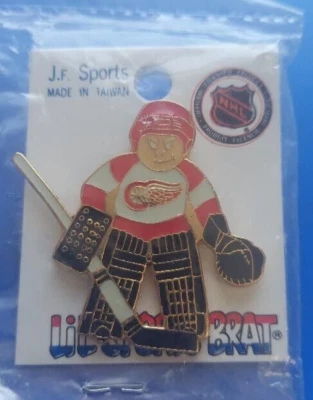 NHL Detroit Red Wings Goalie Goaltender Pin Lil Sports Brat Hockey OOP Vintage - Image 1 of 3