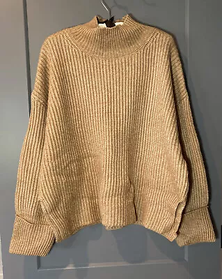 Suéter Topshop Supersoft Gran Tamaño Cuello Alto Tostado XL 14 Mangas Puños Foto 1 de 4