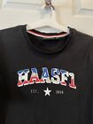 Men?s HAASF1 Haas F1 Team Red White Blue Print Black Branded London T Shirt XL