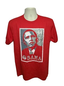 44th President Barack Obama Stamp Adult Medium Red TShirt - Picture 1 of 8