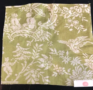 HILL BROWN Mandarin Damask in Citron 15 1/2 x 17" Chinoiserie Fabric Sample - Picture 1 of 3