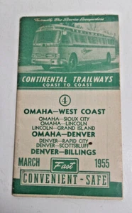 Mapa de horarios de autobuses Continental Trailways marzo 1955 - Imagen 1 de 3
