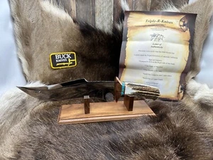 Buck RRR Bowie Knife With Elk Horn & Turquoise Handles Mint in Box & COA - Picture 1 of 15