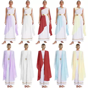 Damen Griechische Göttin Toga Kleid Griechin Römerin Kostüm Karneval Mottoparty - Bild 1 von 48