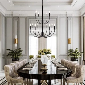 Dining Room Light Fixture Farmhouse Chandelier Candle Pendant Ceiling Lighting - Picture 1 of 6