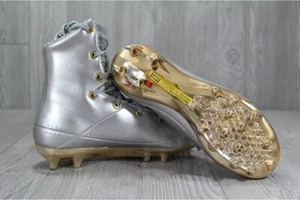 Botines de fútbol Under Armour Highlight MC LE plateados dorados para hombre talla 13 NUEVOS 3000338- - Imagen 1 de 6