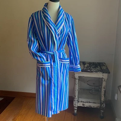 Albornoz Alexander Del Rosa Azul Rosa Verde Rayas Algodón Corbata Cintura M Usado en Excelente Condición Foto 1 de 4