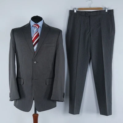 Mens Grey Striped Suit 42R US Size Trousers W34 L31 BIAGGINI 2 Piece - Image 1 of 4