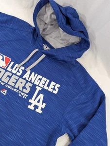 Felpa con cappuccio Los Angeles Dodgers Majestic uomo grande blu base termica calda - Foto 1 di 8