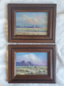 2 Zem Zembik Las Vegas Paisaje Occidental Óleo sobre Lienzo Tablero Pintura Enmarcada 7x5 - Imagen 1 de 19