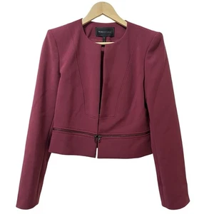 BCBG Maxazria Damen Marcus Cropped Jacke Größe S Burgund Blazer Karriere Formell - Bild 1 von 8