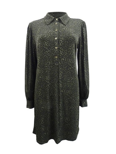 MICHAEL Michael Kors Mini Abito Camicia Donna Maniche Lunghe (M Oliva)