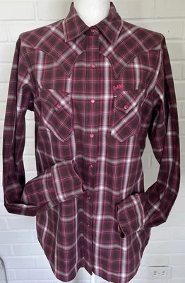 Western Cruel Girl Multicolor Plaid Pink Pearl Snap Up Cotton Shirt XL - Image 1 of 4