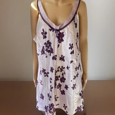Y2K Jones New York Lingerie SlipDress Nightie Silky Satin Purple Floral Fairy XL - Image 1 of 4