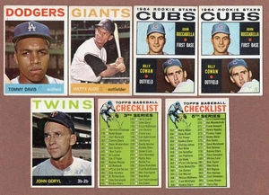 Lote Topps 1964 (7) #180 Davis #188 CL #192 (2) Rookie #194 #204 #362 CL (Pen Mk) - Imagen 1 de 2