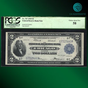 FR.767 1918 $2 Federal Reserve Note Chicago Illinois "BATTLESHIP" PCGS 58, 23440 - Picture 1 of 2
