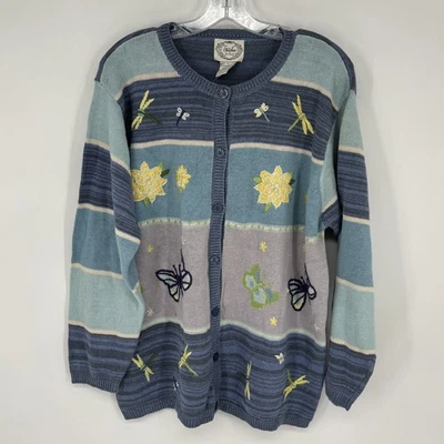 Suéter Stitches In Time QVC 1X Plus Mariposa Libélula Novedad Profesor Carrera Foto 1 de 4