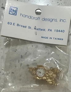 Vintage Miniatur 11/8" verzierte Messing Manteluhr - Puppenhaus 1:12 - Bild 1 von 5