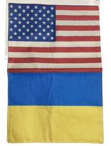 UKRAINE USA Freundschaft Garten Flagge 12" x 18" in Sackleinen | doppelseitig | offene Box - Bild 1 von 3