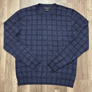 Bloomingdales Sweater Mens Large Cashmere Check Crewneck Pullover The Mens Store - Picture 1 of 5