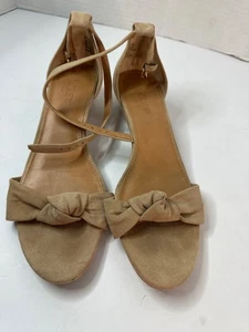 J.Crew Women's Size 7 Sandals Tan Suede Slide Summer Minimalist Flat Shoes - Picture 1 of 7