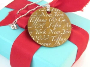 New Tiffany & Co Silver Tiger Eye Notes Fifth Ave Large Pendant 18" Necklace - Picture 1 of 6