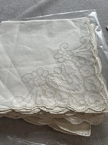Set Of 12 Vintage But New Unused Linen Dinner Napkin Needle-punch 20” Italian - Picture 1 of 6