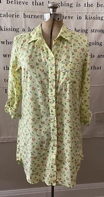 Victoria's Secret желтый розовый цветочный ночь сна рубашка на пуговицах пижамы XS - Изображение 1 из 4