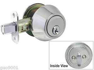 Cerradura con llave de puerta cromada pulida de un solo cilindro cerrojo Kwikset cerraduras de llave - Imagen 1 de 2