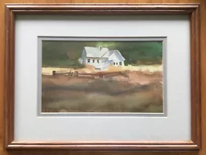 "Acuarela de cabina rural firmada vintage por Gene Amondson - marco 10""x13""" - Imagen 1 de 8