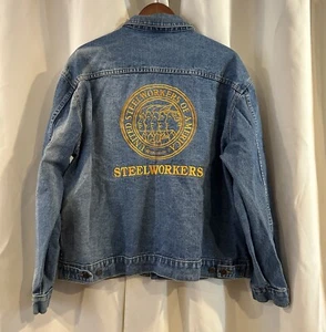 Union Made Steel Workers Denim Jacket Size XL - Picture 1 of 8