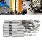 6Pcs Hex Shank Combination Drill Tap M3 To M10 3 In 1 Hss Drilling Screw