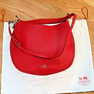 NEW COACH PURSE NOMAD HOBO IN GLOVETANNED LEATHER F36026 TRUE RED tag & dust bag - Picture 1 of 6