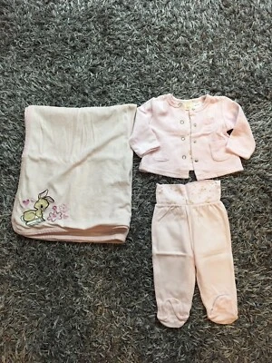 Süsses Baby Outfit rosa, Grösse ca. 74 , 9 Monate, und Babydecke - Bild 1 von 4