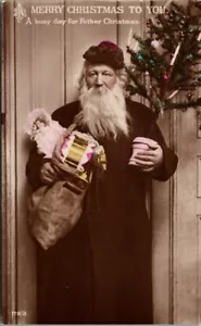 Antique TINTED RPPC SANTA CLAUS FATHER CHRISTMAS JN6 - Picture 1 of 2