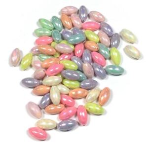 Mixed-Colour Acrylic Beads Plain Rice 7x14mm AB Pack Of 60+
