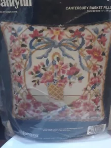 119-04 Janlynn Needlepoint Canterbury Basket Pillow Top 14"x14" open read - Picture 1 of 9
