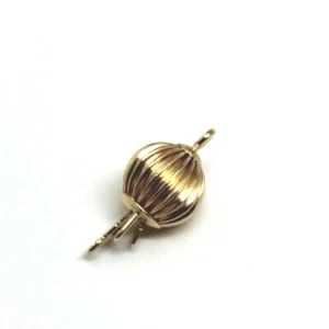 Genuine 14ct 14k Yellow gold 6mm Corrugated ball Pearl Clasp- Free post in oz - Picture 1 of 7