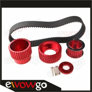 Aluminium Gilmer Drive Belt Pulley Kit For 12A 13B 20B 15mm RX7 FD FC RX3 Red - Picture 1 of 3