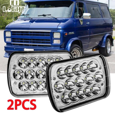 Par de faros LED 5x7" 7x6 pulgadas rectangulares H4 aptos para camioneta Chevy G10 G20 G30 1978-1995 Foto 1 de 4