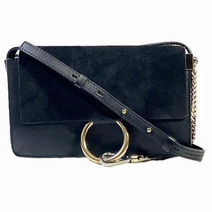 Chloe Faye Black Leather Shoulder Bag Vintage Authentic - Picture 1 of 9